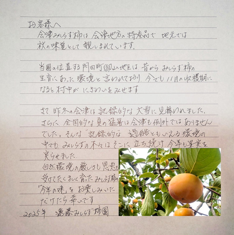 柿 【遠藤みしらず柿園】 みしらず柿 （ 身不知柿 ） 2.5kg 2L 10個 福島県会津 《11/末～12/上旬より出荷》