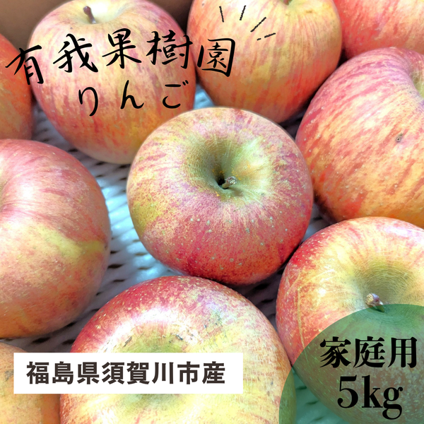 りんご 【有我果樹園】 リンゴ 家庭用 5kg バラ積め 保証+1㎏入 福島県 須賀川市《2/上旬～2/中旬より出荷》