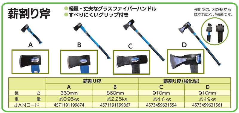 薪割斧 860ｍｍ ＧＲ１３０（約２．２ｋｇ）