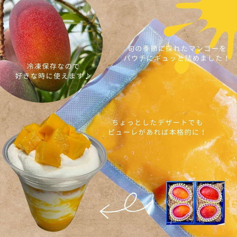 冷凍マンゴー 【メリーファーム】 マンゴーピューレ 冷凍 2kg(500g×4) 農薬不使用 化学肥料不使用 栃木県栃木市