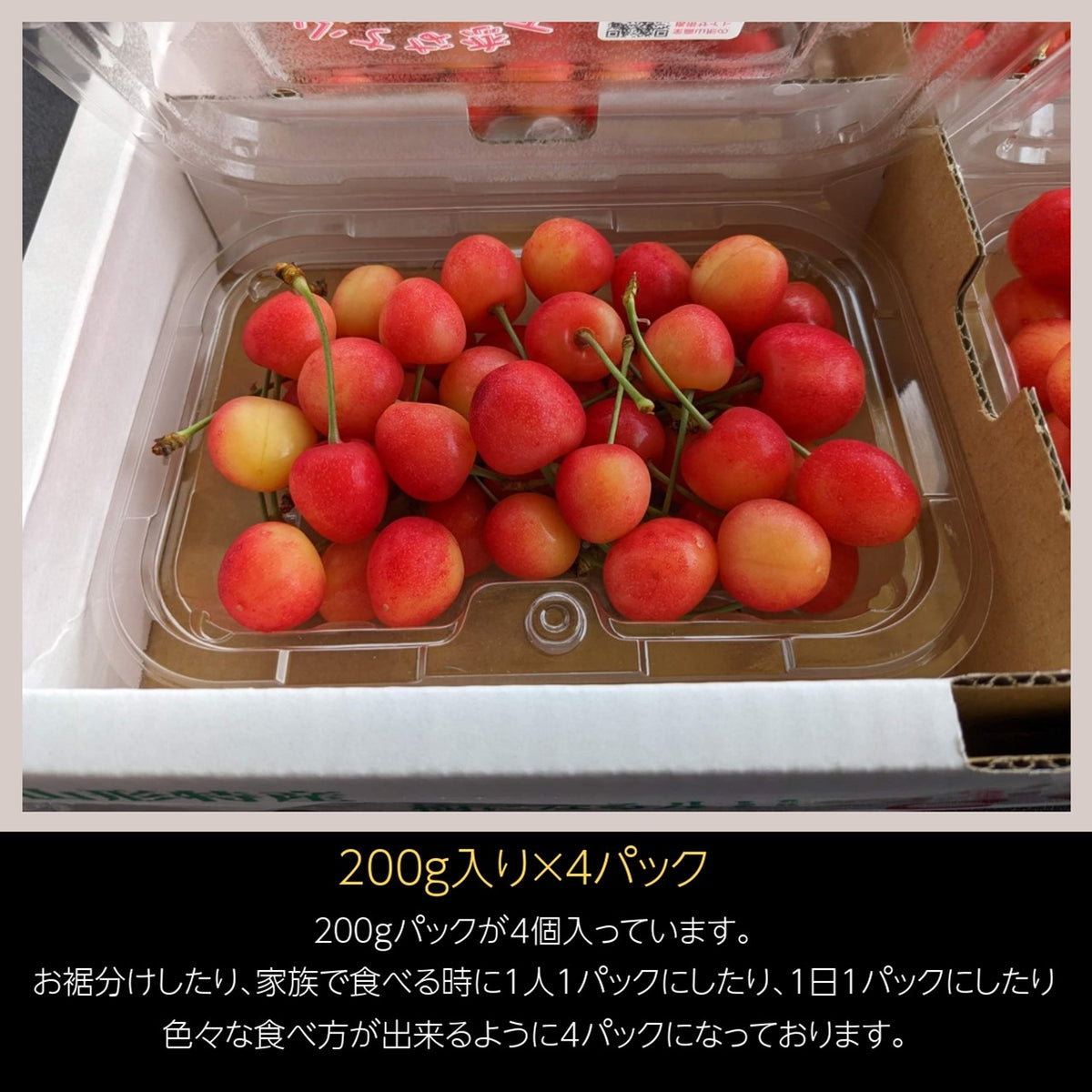 さくらんぼ 【四喜彩】 佐藤錦 800g（200g×4） 家庭用 M/L 山形県 東根