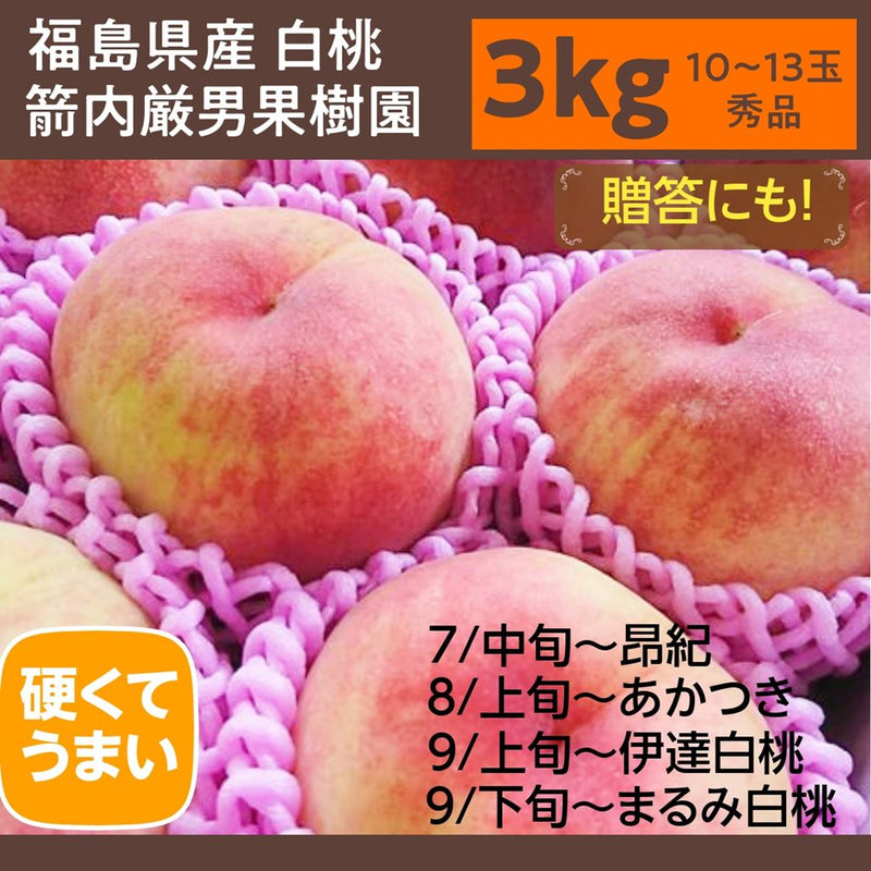 桃 【箭内厳雄果樹園】 もも ３kg　8～13玉 品種おまかせ 福島県 贈答用 《7月下旬～8月上旬から出荷》