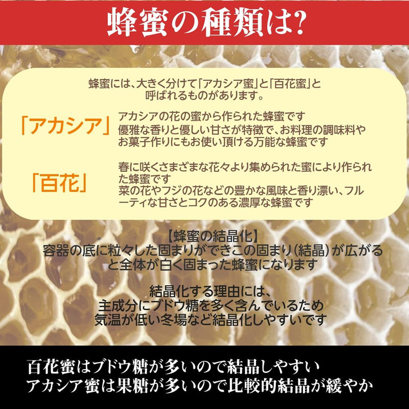 天然の純粋蜂蜜　アカシア・百花蜜　300ｇ×４本入り 福島県